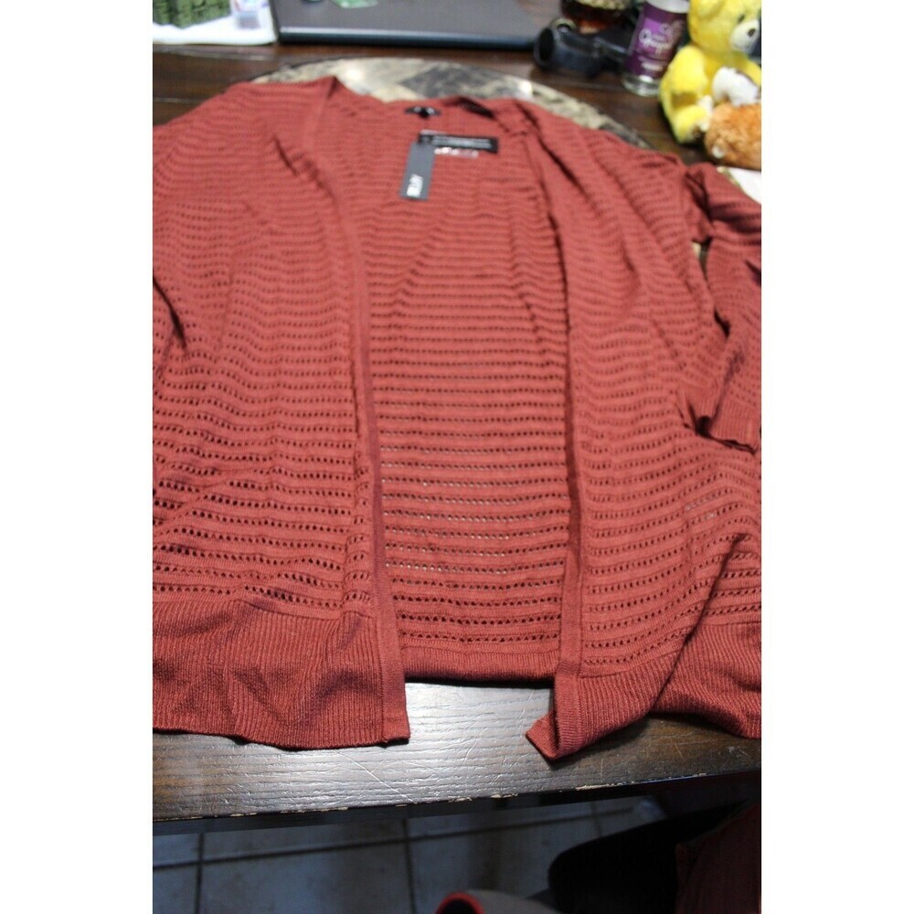 Apt. 9 Lace Open Front Cardigan Cinnamon Red Sweater Women's XL NEW